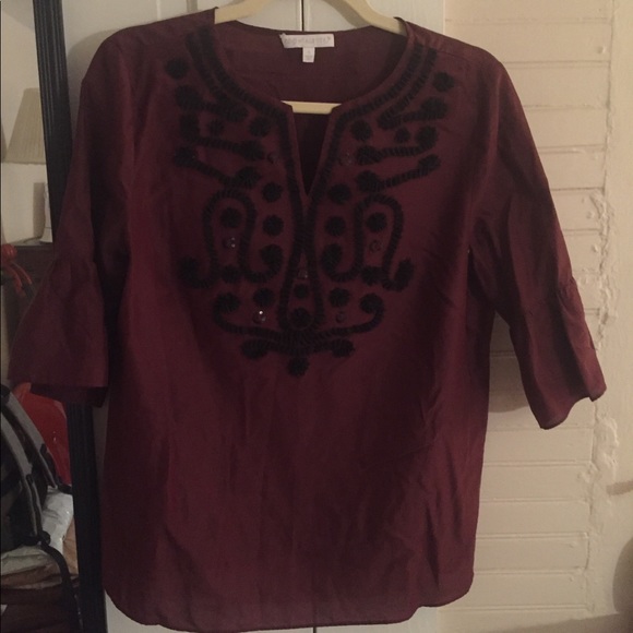 Talbots Tops - RSVP by Talbots Burgundy Black Formal Blouse